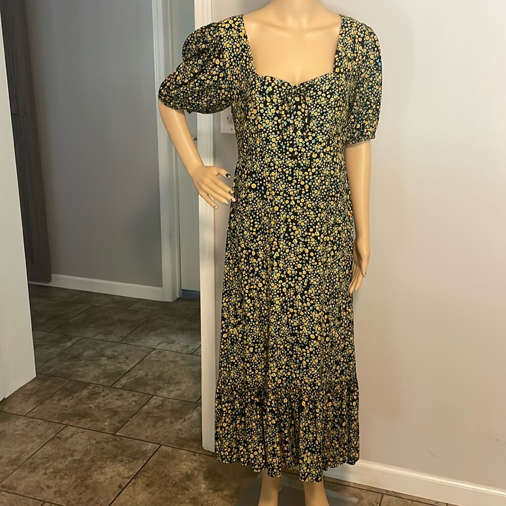Faithful the Brand Ditzy Floral Cottagecore Prairie Midi Dress USA 8